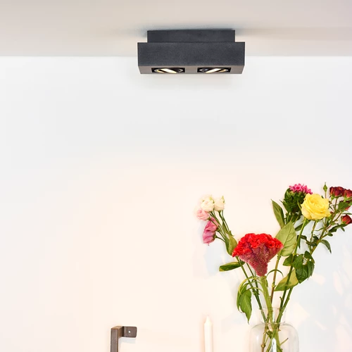 Lucide XIRAX - Ceiling spotlight - LED Dim to warm - GU10 - 2x5W 2200K/3000K - Black - atmosphere 1